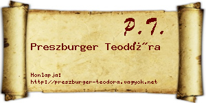 Preszburger Teodóra névjegykártya